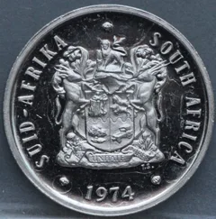 20 Cents 1974 Zuid-Afrika — Nikkel achterzijde