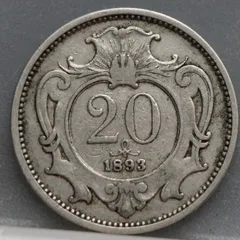 20 Heller 1893 Oostenrijk — Nikkel voorzijde