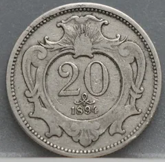 20 Heller 1894 Oostenrijk Nikkel voorzijde