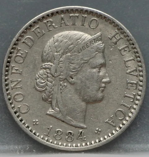 20 Rappen 1884 Zwitserland Cupronikkel
