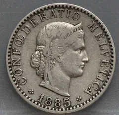 20 Rappen 1885 Zwitserland Cupronikkel voorzijde