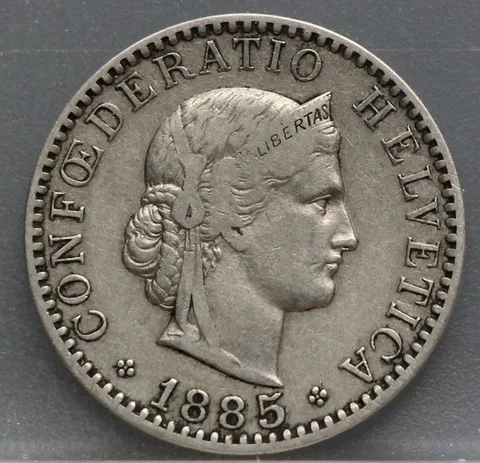 20 Rappen 1885 Zwitserland Cupronikkel