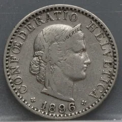 20 Rappen 1896 Zwitserland Cupronikkel voorzijde