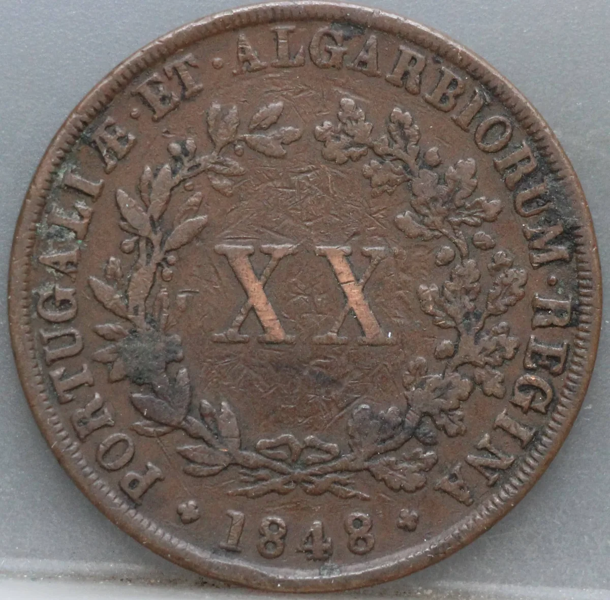 20 Reis 1848 Portugal — Koper voorzijde