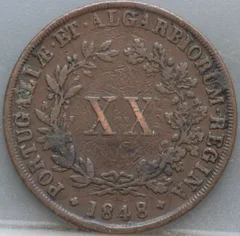 20 Reis 1848 Portugal — Koper voorzijde