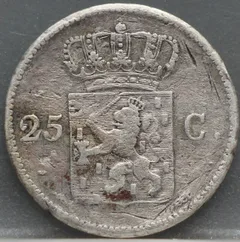 25 Cent 1825 U — Zilver achterzijde, zilver 568/1000