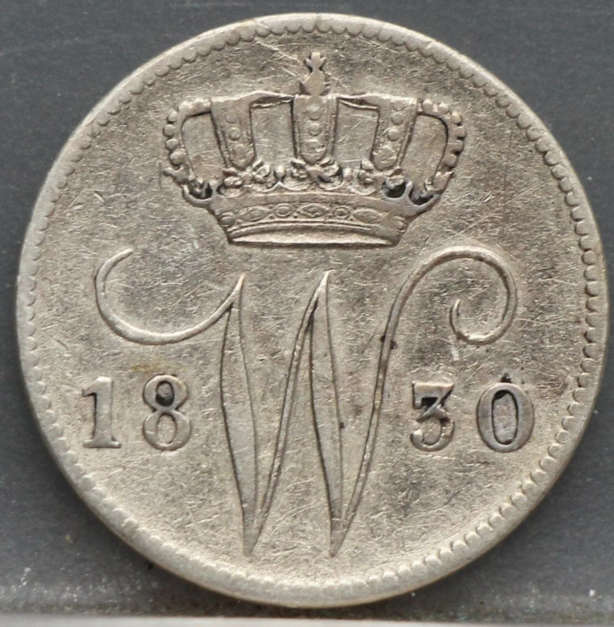 25 Cent 1830 U — Willem I voorzijde, Zilver 568/1000