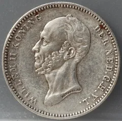 25 Cent 1849 — Zilveren Kwartje Willem II voorzijde, Zilver 640/1000