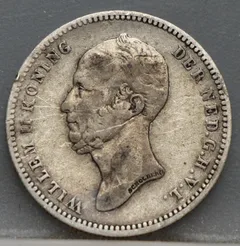 25 Cent 1849 — Zilveren Kwartje Willem II voorzijde, zilver 640/1000
