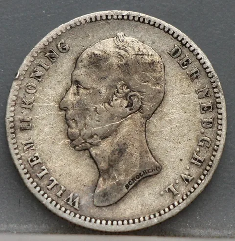25 Cent 1849 — Zilveren Kwartje Willem II