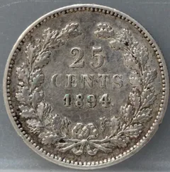 25 Cent 1894 — Zilver achterzijde, Zilver 640/1000