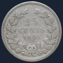 25 Cent 1895 Nederland Zilver Wilhelmina Lang Haar