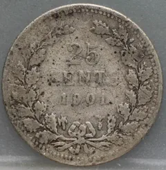 25 Cent 1901 — Smalle Hals achterzijde, zilver