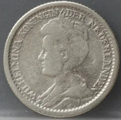 25 Cent 1912 — Zilveren Kwartje Wilhelmina voorzijde, zilver 640/1000