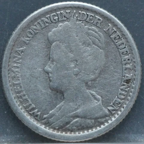 25 Cent 1919 — Kwartje Wilhelmina Zilver