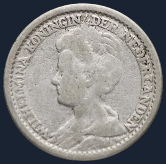 25 Cent 1919 Wilhelmina Zilver