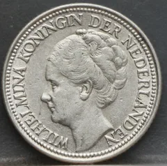 25 Cent 1928 – Kwartje Wilhelmina Zilver voorzijde