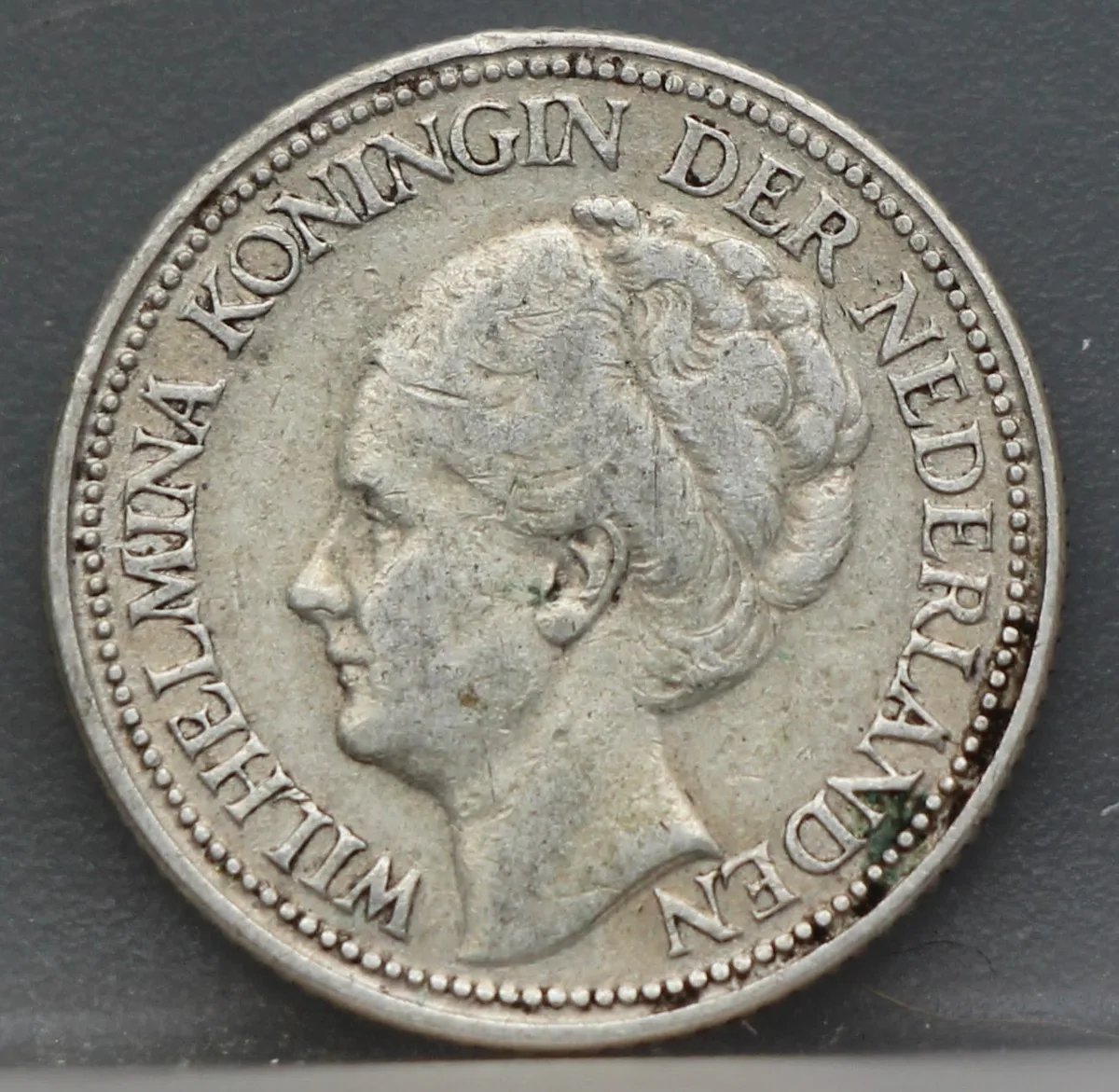 25 Cent 1928 — Kwartje Wilhelmina Zilver voorzijde
