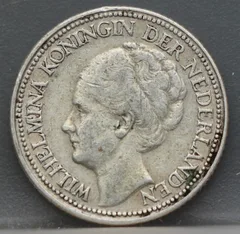 25 Cent 1928 — Kwartje Wilhelmina Zilver voorzijde