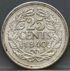 25 Cent 1940 — Nederland, Zilver achterzijde