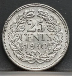 25 Cent 1940 — Zilver achterzijde