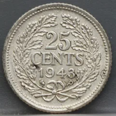25 Cent 1943 E.P. — Zilver achterzijde