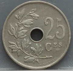 25 Centimes 1908 België (FRA) achterzijde
