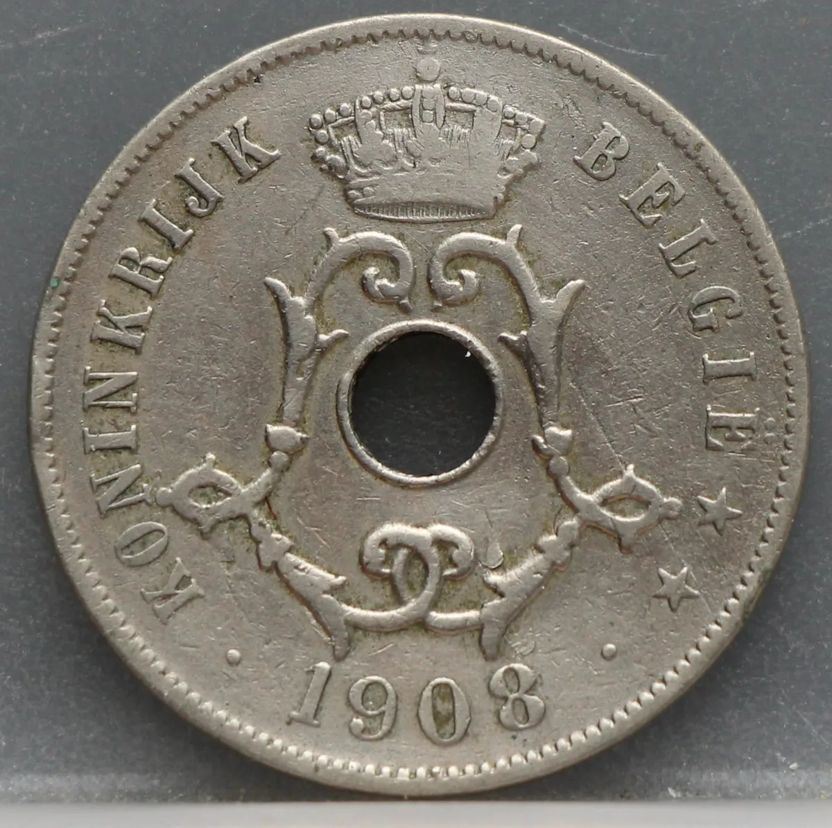 25 Centimes 1908 België (NL) voorzijde
