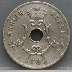 25 Centimes 1908 België (NL) voorzijde