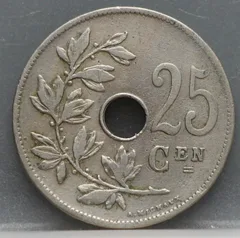 25 Centimes 1908 België (NL) achterzijde