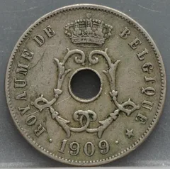 25 Centimes 1909 België (FRA) voorzijde
