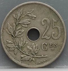 25 Centimes 1909 België (FRA) achterzijde