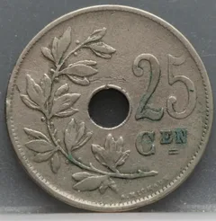 25 Centimes 1910 België (NL) achterzijde