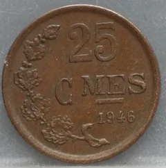 25 Centimes 1946 Luxemburg — Brons voorzijde