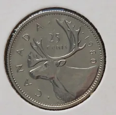 25 Cents 1980 Canada — Nikkel voorzijde