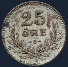 25 Öre 1933 Zweden Zilver