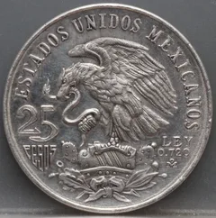 25 Pesos 1968 Mexico — Zilver achterzijde, Zilver (Ag)