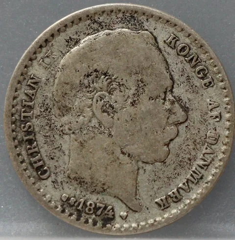 25 Öre 1874 Denemarken Zilver