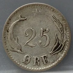 25 Öre 1874 Denemarken Zilver achterzijde