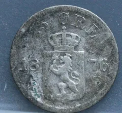 25 Øre 1876 Noorwegen — Zilver voorzijde