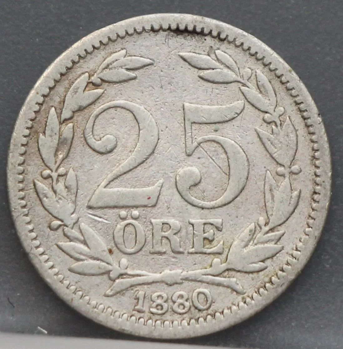 25 Öre 1880 Zweden — Zilver voorzijde