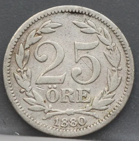 25 Öre 1880 Zweden — Zilver