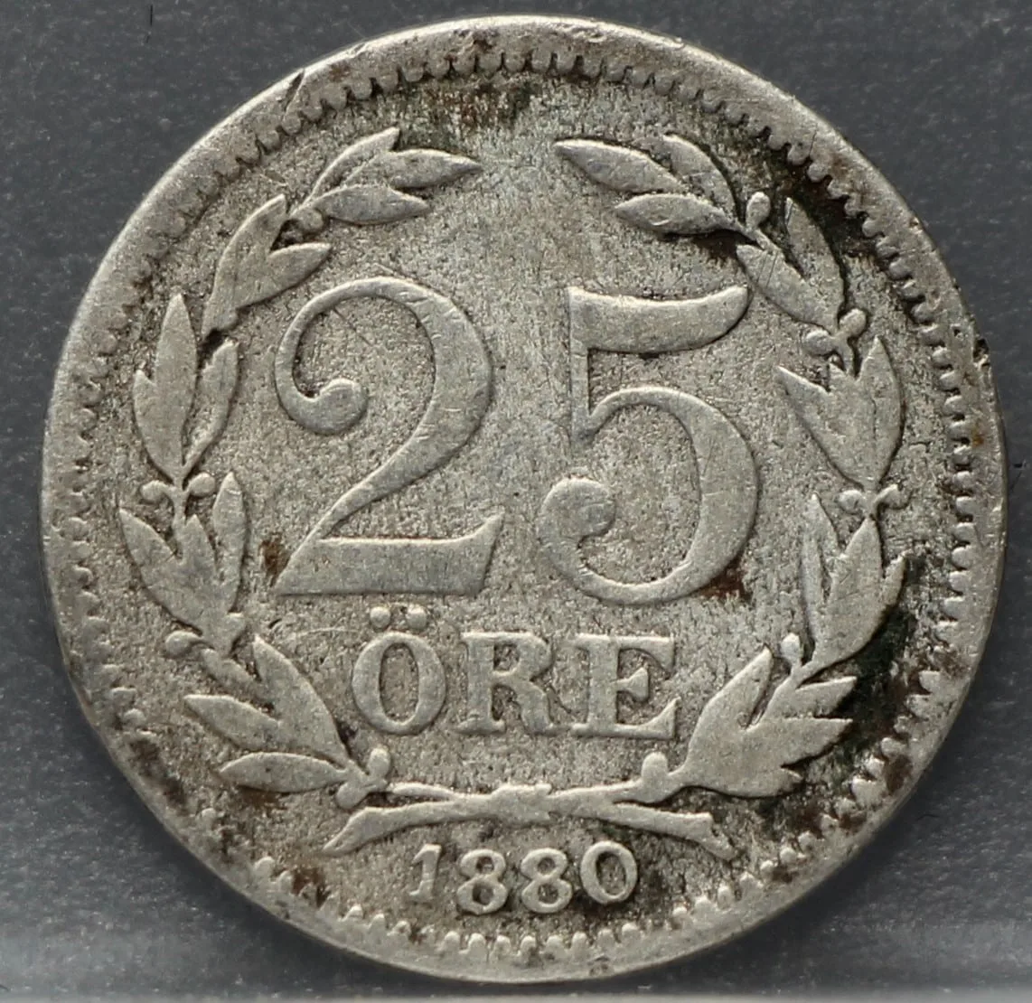 25 Öre 1880 Zweden — Zilver voorzijde