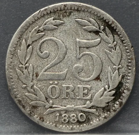25 Öre 1880 Zweden — Zilver
