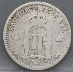 25 Öre 1880 Zweden — Zilver achterzijde