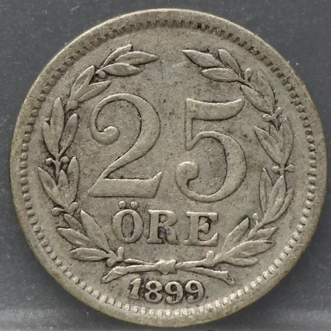 25 Öre 1899 Zweden — Zilver
