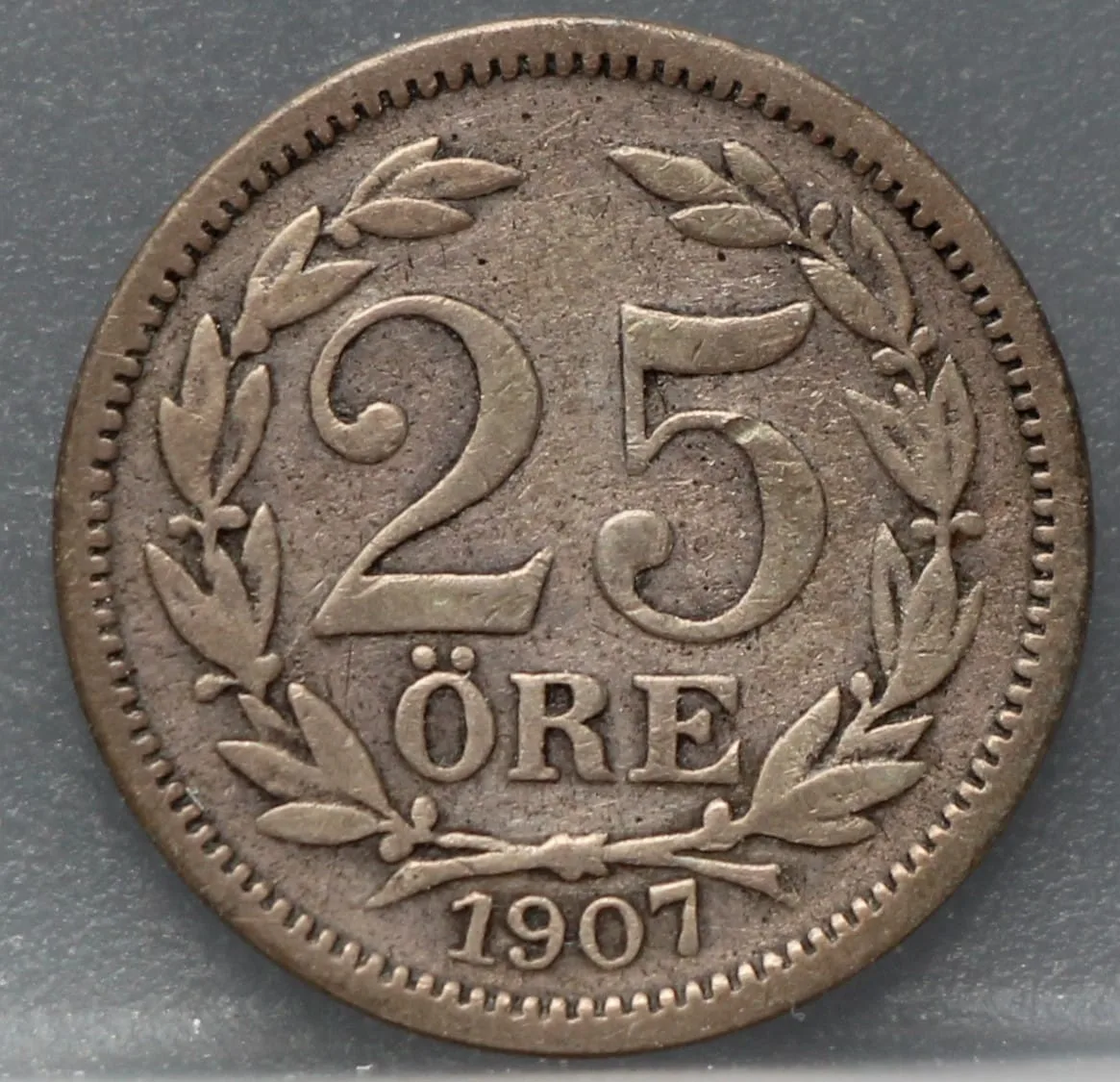 25 Öre 1907 Zweden Zilver voorzijde