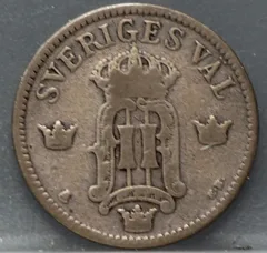 25 Öre 1907 Zweden Zilver achterzijde