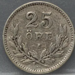 25 Öre 1910 Zweden Zilver voorzijde