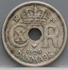 25 Øre 1924 Denemarken — Cupronikkel voorzijde
